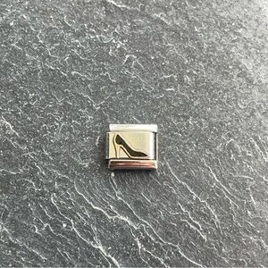 Morellato Stainless Steel  and Gold black enameled Shoe 👠 Charm